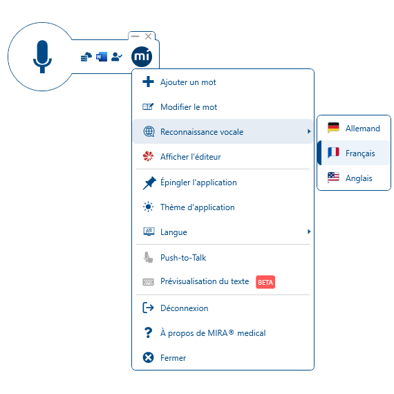 MIRA® medical vous comprend en français, en allemand et en anglais.